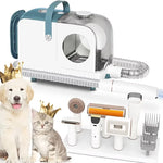 Remove loose pet hair with the Tuzwa Pet Grooming Vacuum Kit. Includes an electric slicker brush, deshedding tools, low-noise operation, and powerful suction for dogs and cats.