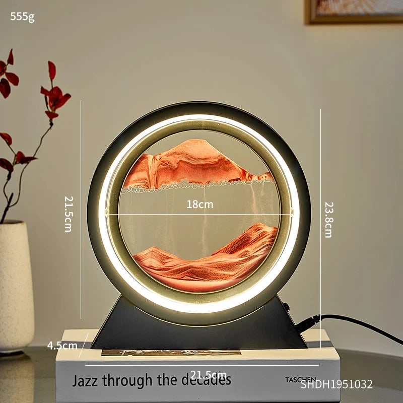 Tuzwa LED Moving Sand Art Table Lamp with 3D Sandscape – Relaxing Night Light & Decorative Desk Lamp for Bedroom, Office & Home