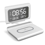 Tuzwa 30W Wireless Charging Stand with Alarm Clock & Thermometer – Fast Phone Charger for Bedside, Nightstand & Desk