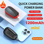 Tuzwa Solar Mini Power Bank Keychain – 1200mAh Portable Phone Charger with 5W Output, Built-In Plug & Solar Panel for Travel & Outdoor Use