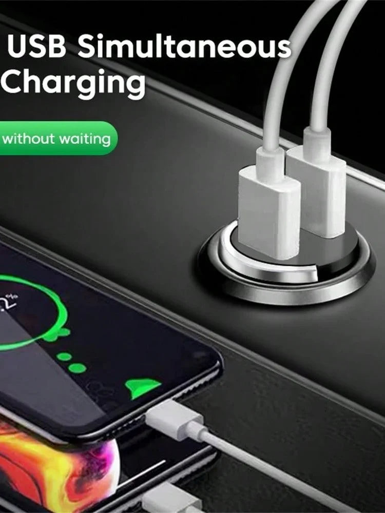 Tuzwa 200W Dual-Port USB Car Charger – Fast Charging Adapter for Phones & Devices, Compact Vehicle Charging Adapter, Black