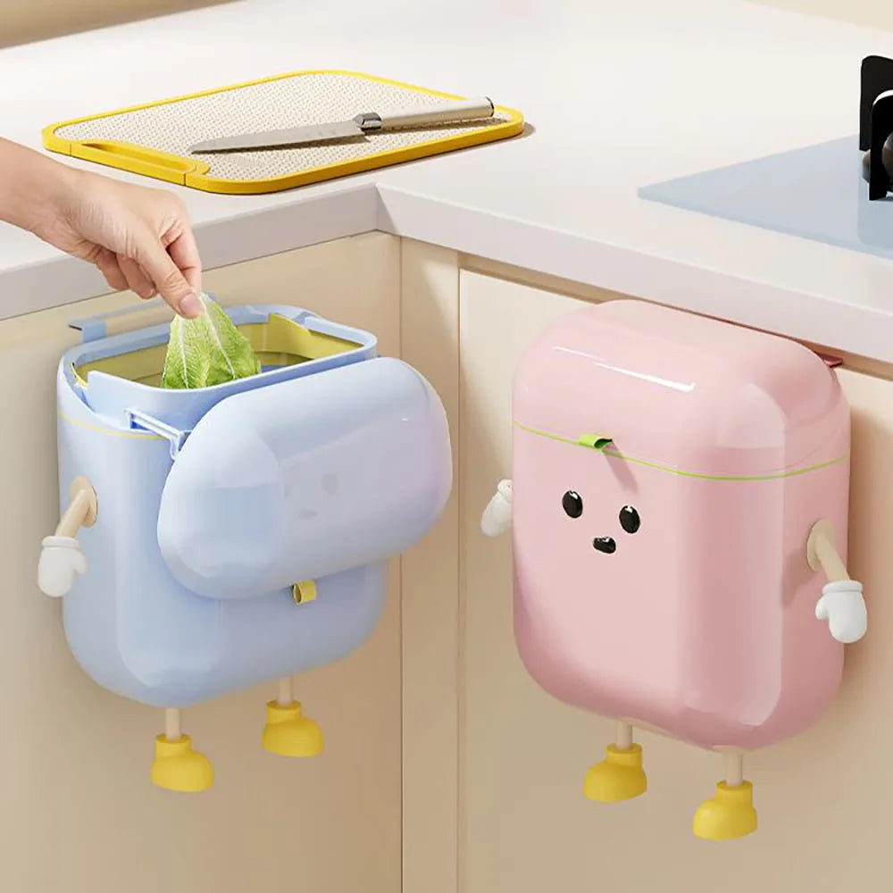 Tuzwa Kitchen Compost Bin with Lid & Wall Mount – Space Saving Plastic Food Waste Bin for Countertop & Kitchen Scraps