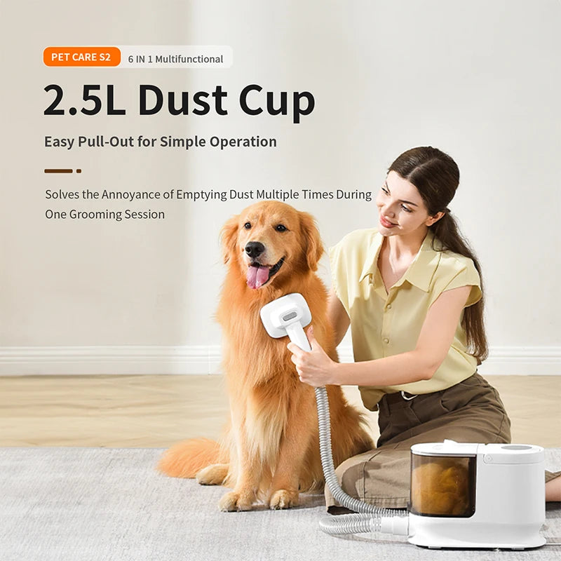 Tuzwa 6-in-1 Pet Grooming Vacuum Kit – 12kPa Dog & Cat Hair Vacuum with Deshedding Grooming Tools for Pet Hair Removal