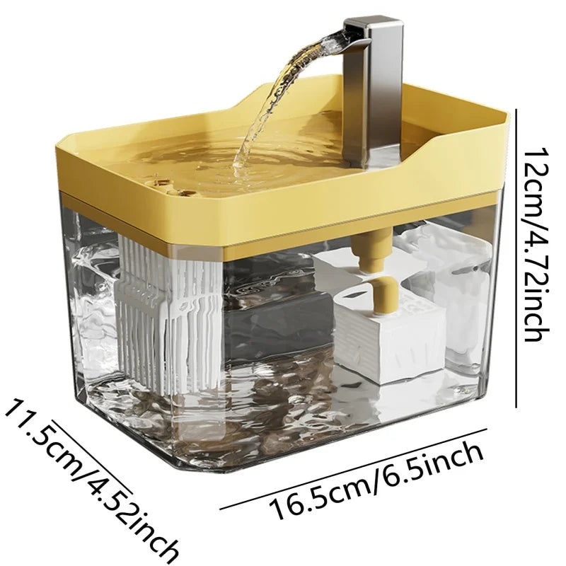 Tuzwa Rechargeable Cat Water Fountain | USB Recirculating Filter Pet Drinking Fountain with Transparent Design