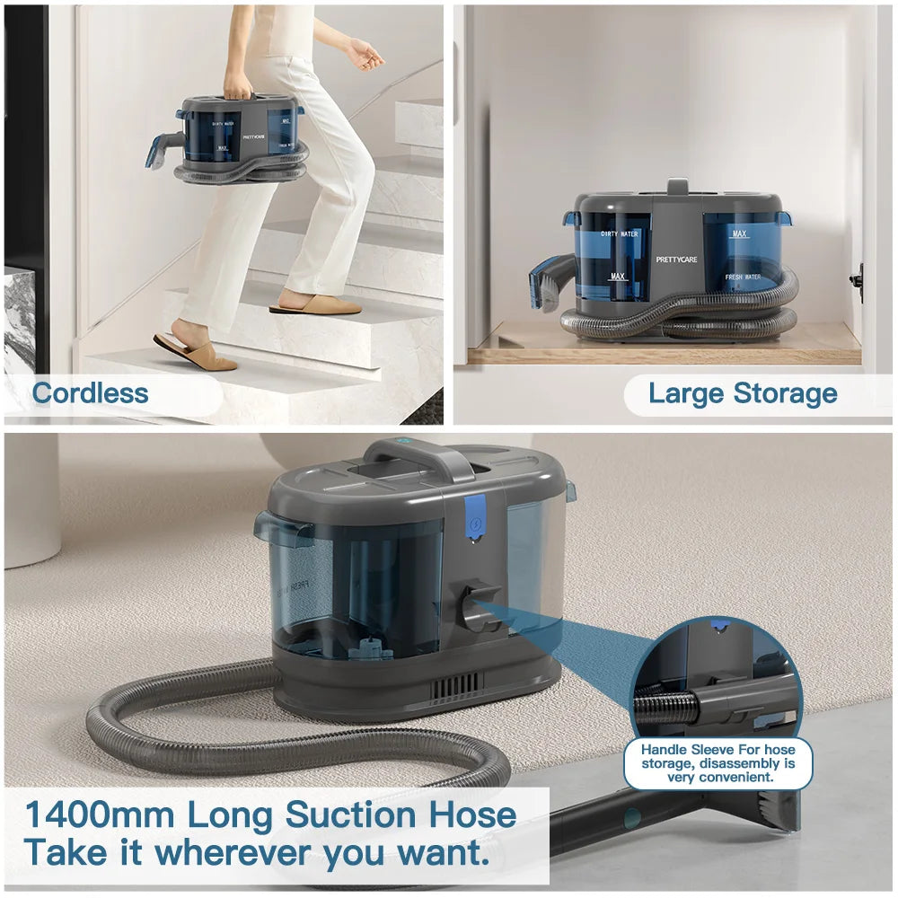 Tuzwa Cordless Vacuum Cleaner for Carpet & Spot Cleaning – Rechargeable Lightweight Vacuum with 30-Min Runtime & 2L+ Dust Box
