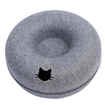 Tuzwa Cat Tunnel Bed – Interactive Round Wool Cat Tunnel with Scratching Surface, Cozy Hideaway & Play Bed for Indoor Cats