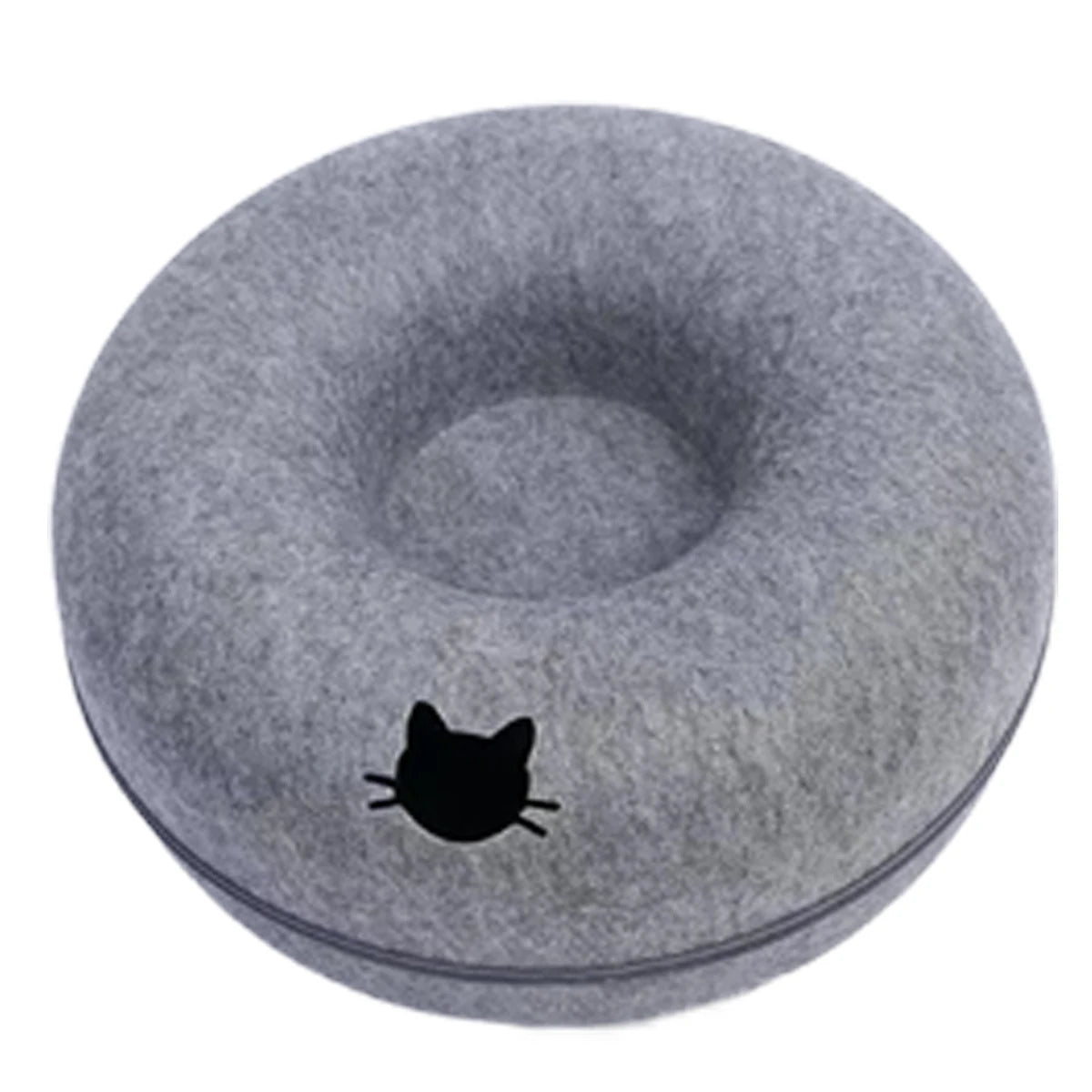 Tuzwa Cat Tunnel Bed – Interactive Round Wool Cat Tunnel with Scratching Surface, Cozy Hideaway & Play Bed for Indoor Cats