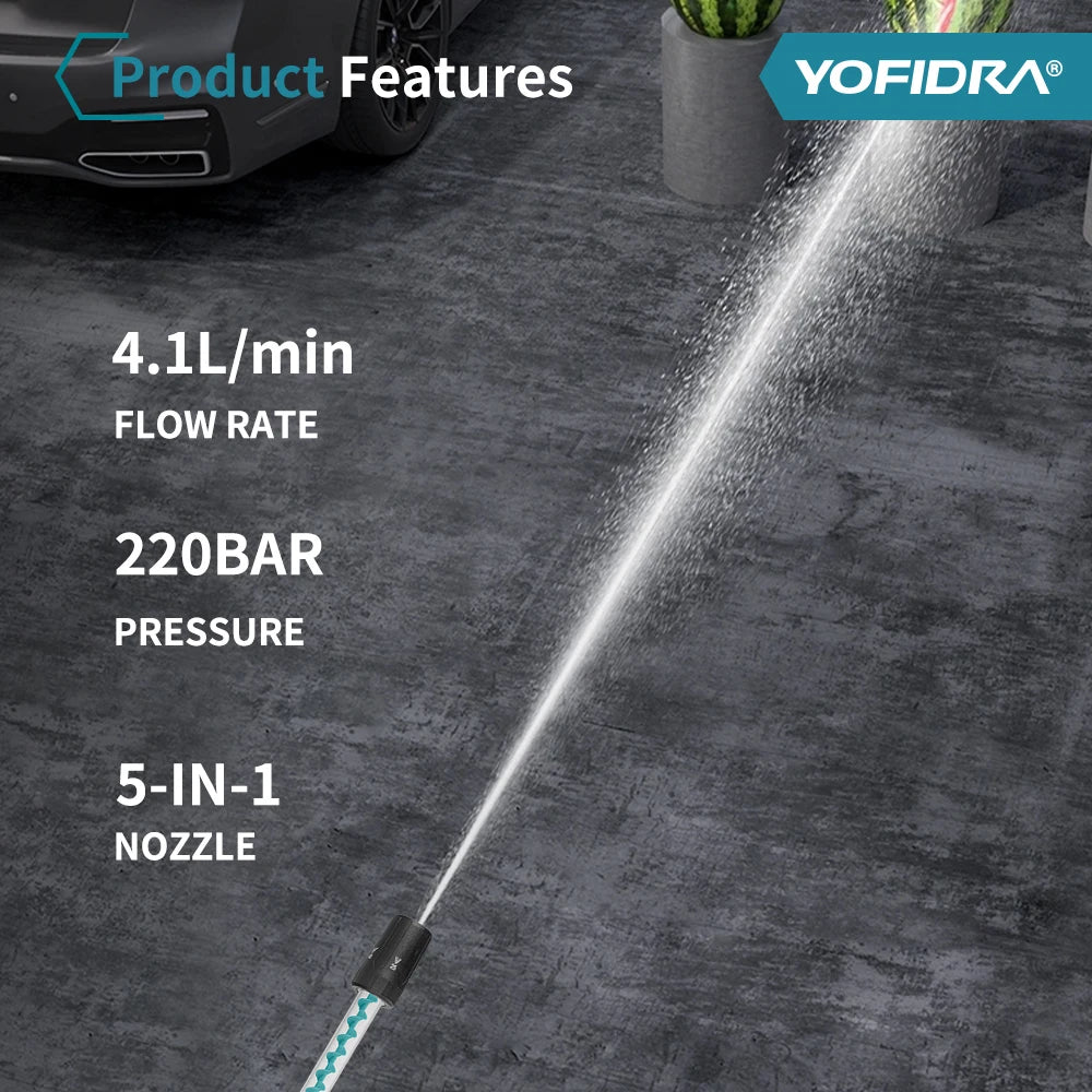 Tuzwa 5-in-1 Cordless Pressure Washer – Battery Powered Portable Car Washer with Adjustable Spray Gun for Car, Patio & Outdoor Cleaning