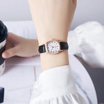 Tuzwa Women’s Quartz Watch – Elegant Leather Strap Analog Wristwatch with Arabic Numerals, 23mm Dial for Everyday & Dress Wear
