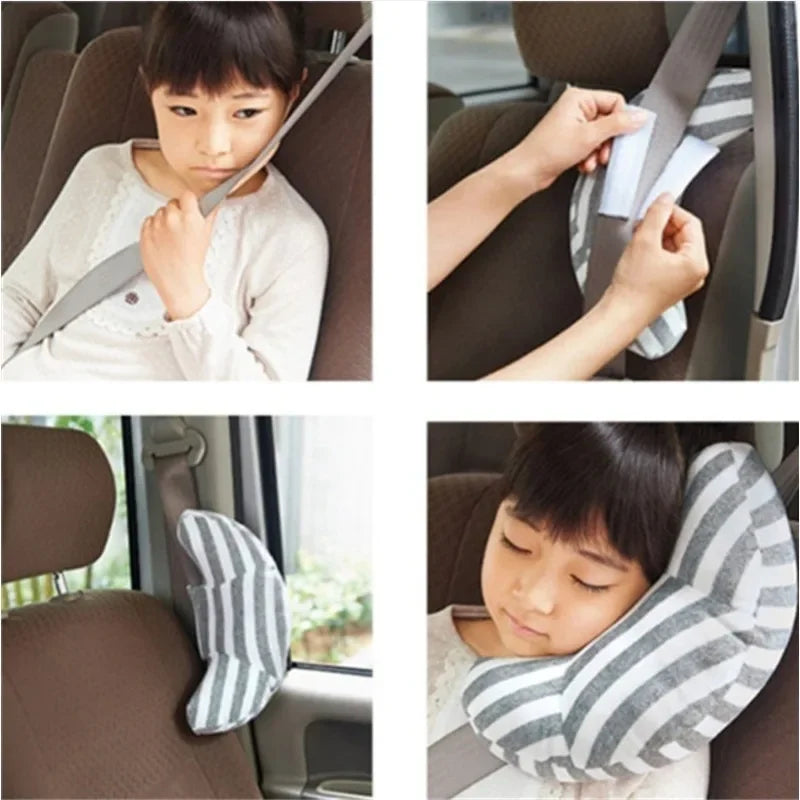 Tuzwa Kids Car Head Support Pillow with Adjustable Strap – Soft Travel Neck Cushion for Children, Road Trips & Car Rides