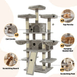 Tuzwa Large 4-Tier Cat Tree Tower | Multi-Level Cat Condo with 2 Houses, 3 Perches & Climbing Platforms for Indoor Cats