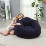 Tuzwa Inflatable Sofa Chair – Portable Round Flocked PVC Lounge Bean Bag Seat for Indoor, Garden, Patio, Camping & Outdoor Relaxation