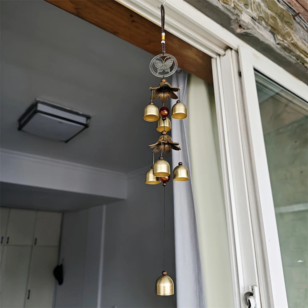 Tuzwa Brass Double Bell Wind Chime – Decorative Metal Hanging Bells for Home, Garden, Patio, Porch & Outdoor Decor