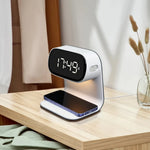 Tuzwa LED Alarm Clock with Wireless Charging & Warm Mood Light – 165mm Bedside Clock Lamp for Bedroom & Nightstand