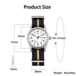 Men's 38mm Luminous Field Watch - Easy Read Arabic Numeral Dial, Durable Nylon Strap, Lightweight Everyday Watch