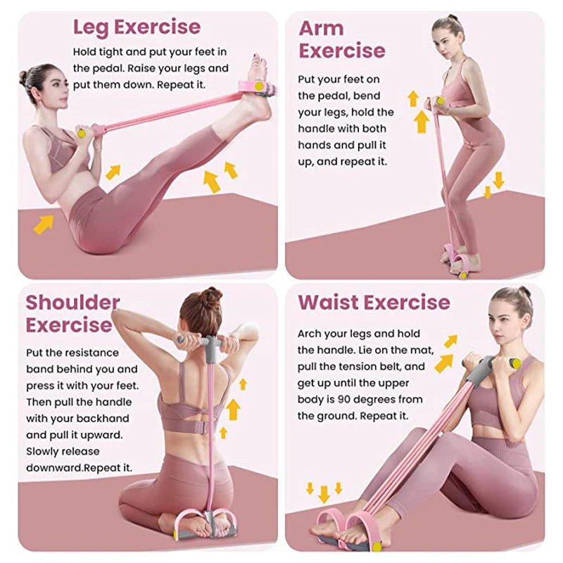 Tuzwa Resistance Bands for Working Out – 4-Tube Elastic Exercise Bands for Full Body Strength Training, Home Fitness & Travel