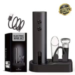 Tuzwa Rechargeable Electric Wine Opener Set – USB-C Automatic Corkscrew with Foil Cutter, Wine Pourer & Vacuum Stopper