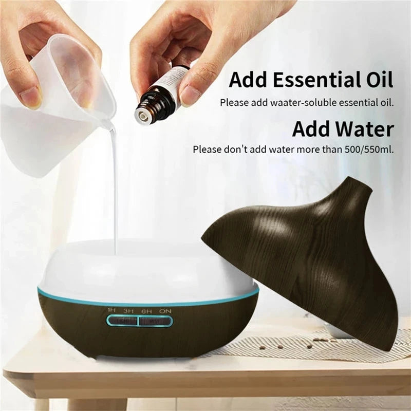Tuzwa 550ML Essential Oil Diffuser with Remote Control & 7 Color LED Lights – USB Aroma Diffuser for Home, Bedroom & Office