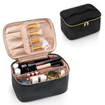 Tuzwa Large Capacity Travel Makeup Bag – PU Leather Cosmetic Organizer with Multiple Compartments for Makeup, Toiletries & Beauty Essentials