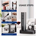 Tuzwa Rechargeable Electric Wine Opener Set – USB-C Automatic Corkscrew with Foil Cutter, Wine Pourer & Vacuum Stopper