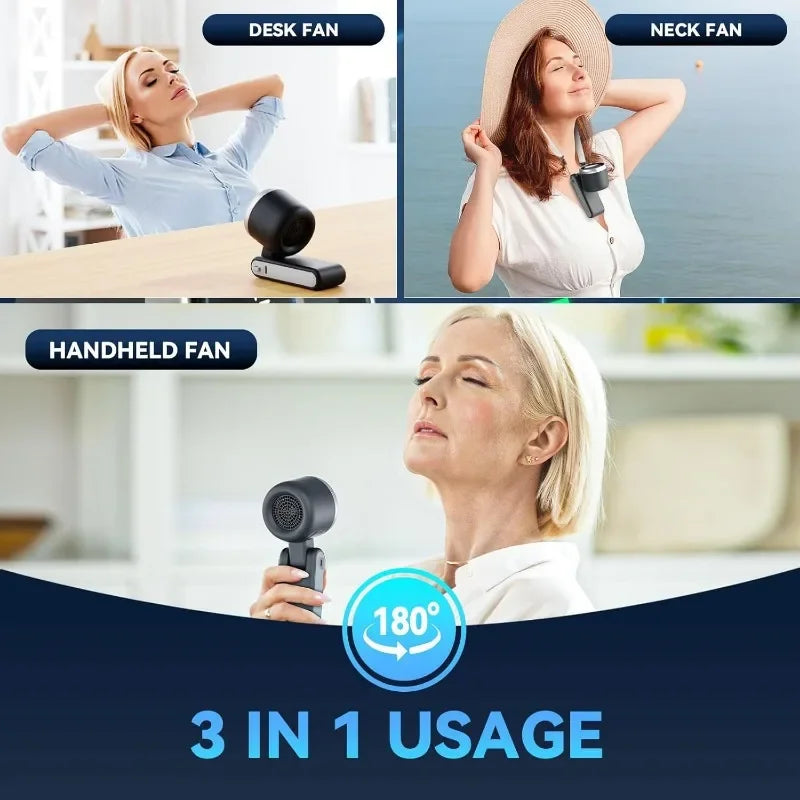 Tuzwa Portable Mini Fan – Rechargeable USB Fan with 5 Speeds, Remote Control & Quiet Operation, Compact Personal Travel Fan for Home, Office & On-the-Go