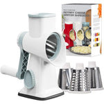 Tuzwa 3-in-1 Rotary Cheese Grater & Vegetable Slicer | Manual Food Processor with Interchangeable Stainless Steel Drums | Kitchen Shredder for Cheese, Vegetables & Nuts