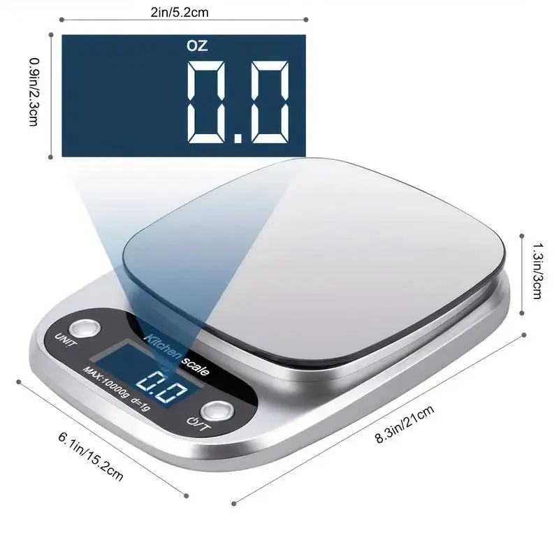 Tuzwa Precision Kitchen Scale | 10kg Digital Food Scale with LCD Display | High-Accuracy Kitchen & Jewelry Scale for Baking, Cooking & Meal Prep