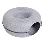 Tuzwa Cat Tunnel Bed – Interactive Round Wool Cat Tunnel with Scratching Surface, Cozy Hideaway & Play Bed for Indoor Cats
