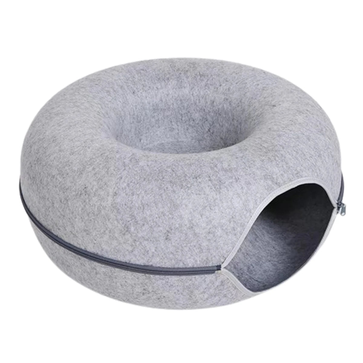 Tuzwa Cat Tunnel Bed – Interactive Round Wool Cat Tunnel with Scratching Surface, Cozy Hideaway & Play Bed for Indoor Cats