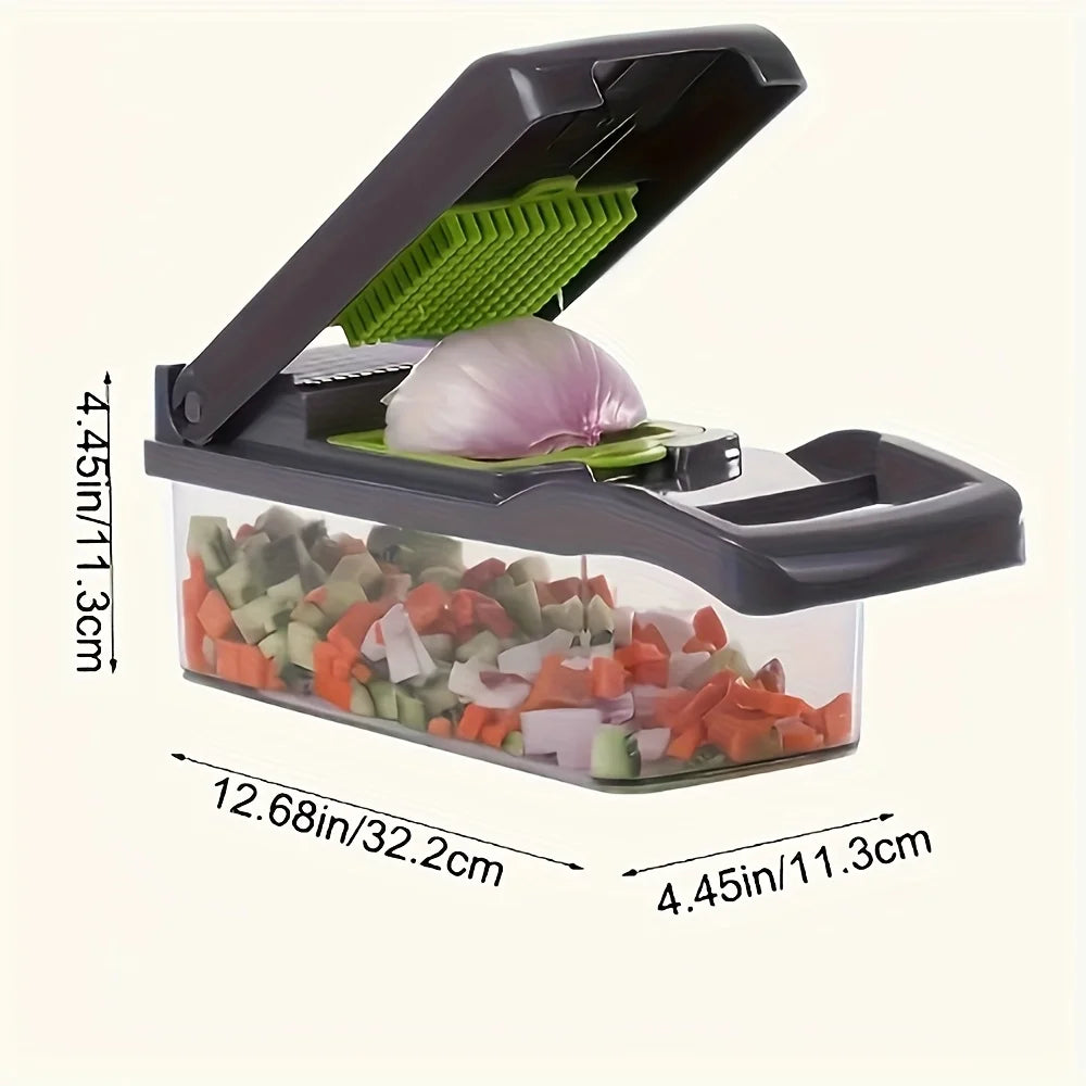 Tuzwa 16-in-1 Vegetable Chopper & Slicer with 8 Blades – Manual Food Chopper for Onions, Potatoes, Carrots & Meal Prep