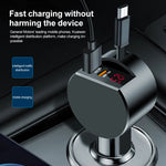 Tuzwa 3-in-1 Retractable Car Charger with QC3.0 Fast Charging – Compact Multi-Device Vehicle Phone Charging Adapter