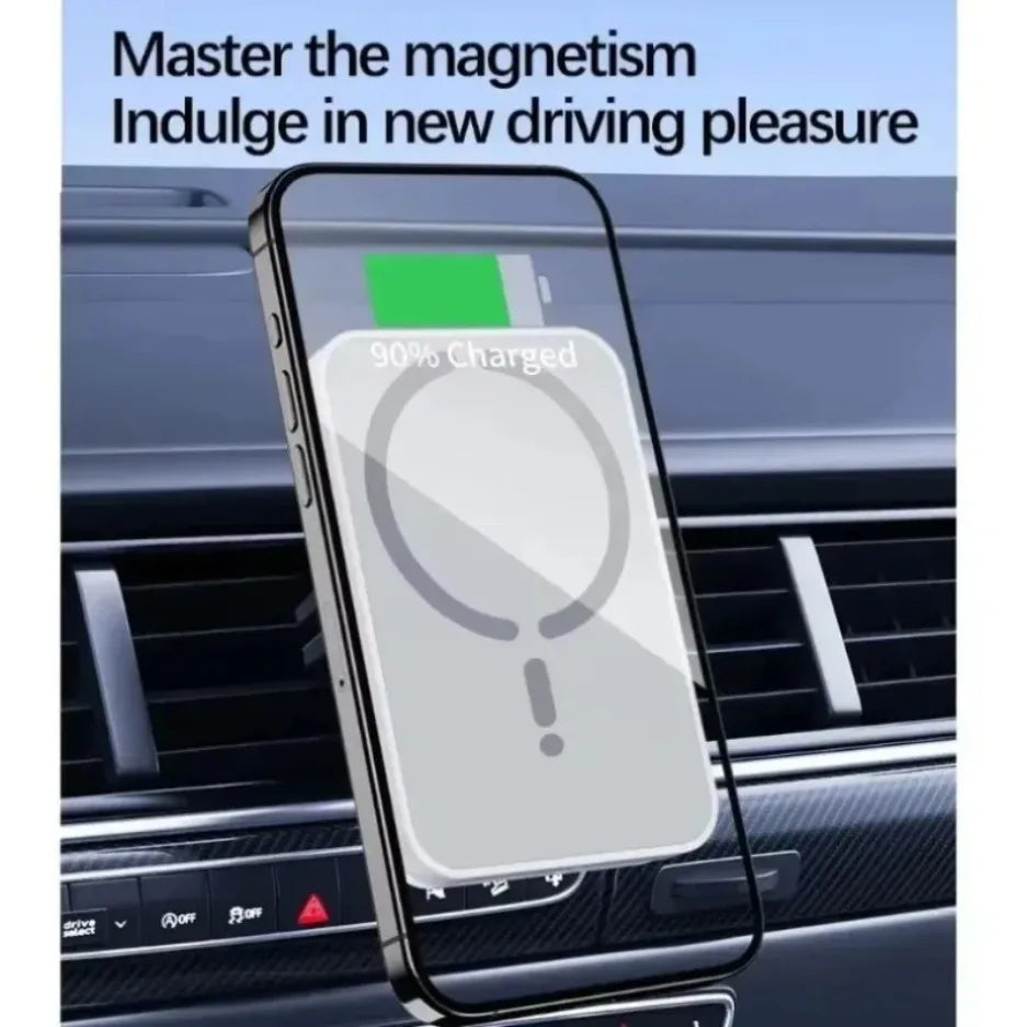 Tuzwa Magnetic Wireless Car Charger | 15W Fast Charging Air Vent Phone Mount for iPhone 17, 16, 15, 14, 13 & 12 Series