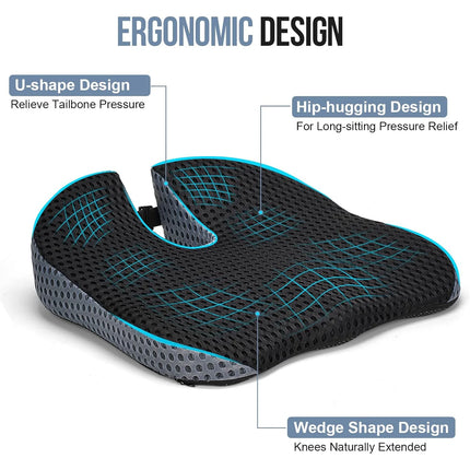 Tuzwa Memory Foam Car Wedge Seat Cushion – Ergonomic Driver Height Booster with Adjustable Straps for Comfortable Vehicle Seating