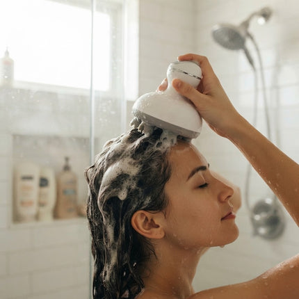 Scalp Massagers for Head, Electric Scalp Massager with 4 Rotating Heads, Waterproof Head Massager and Shampoo Brush