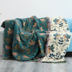 Scandinavian Bird Throw Blanket | Reversible Design with Cozy Cotton for All Seasons 0