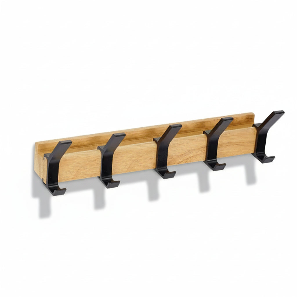 Scandinavian Wall Coat Rack with Adjustable Hooks | Stylish Organizer for Entryway Storage 0