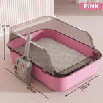 Tuzwa Semi-Enclosed Cat Litter Box | Splashproof Cat Toilet with Easy-Clean Design for Indoor Cats
