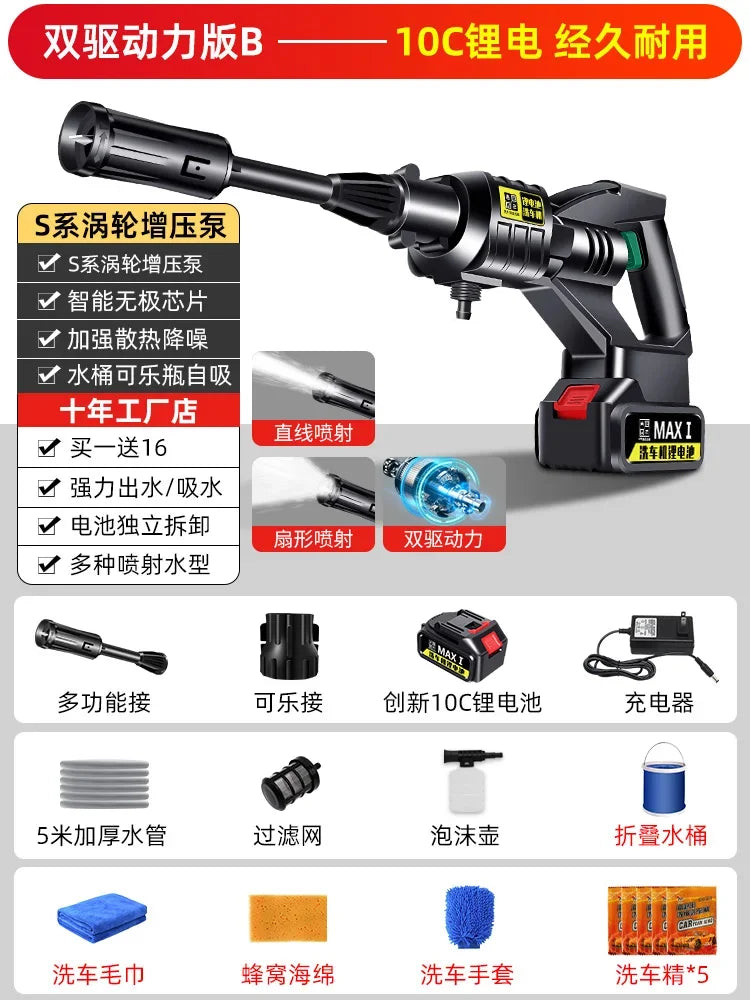 Tuzwa Cordless Pressure Washer – Rechargeable Battery Powered Portable Car Washer for Vehicle & Outdoor Cleaning