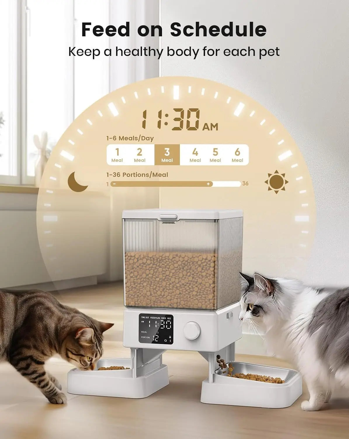 Tuzwa 5L Automatic Cat Feeder – Battery Operated Stainless Steel Pet Food Dispenser with Large Capacity for Convenient Daily Feeding