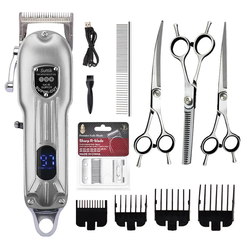 Tuzwa Dog Hair Clippers – Rechargeable Low Noise Cordless Dog Grooming Trimmer, Lightweight Electric Pet Clippers for Home Grooming