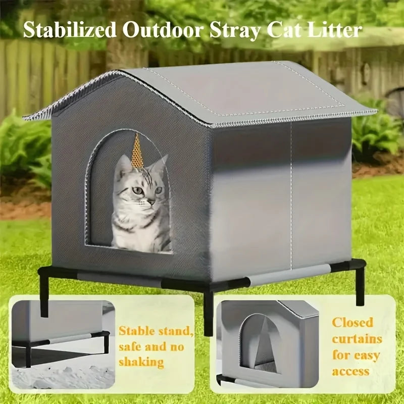 Tuzwa Outdoor Cat House – Waterproof Foldable Cat Shelter with Cooling Mat, Oxford Fabric Pet House for Cats & Small Dogs