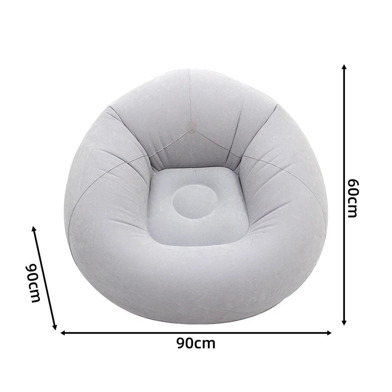 Tuzwa Inflatable Sofa Chair – Portable Round Flocked PVC Lounge Bean Bag Seat for Indoor, Garden, Patio, Camping & Outdoor Relaxation