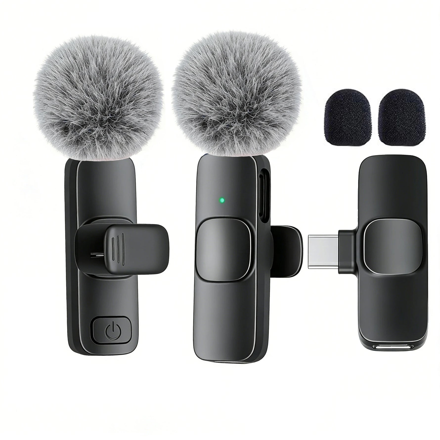 Tuzwa Wireless Lavalier Microphone – USB-C Type-C Clip-On Lapel Mic with Omnidirectional Pickup & Built-In Battery for Smartphone Video Recording