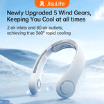 Tuzwa Rechargeable Portable Neck Fan | Hands-Free Personal Cooling Fan with 5000mAh Battery, 5 Speed Modes & USB-C Fast Charging