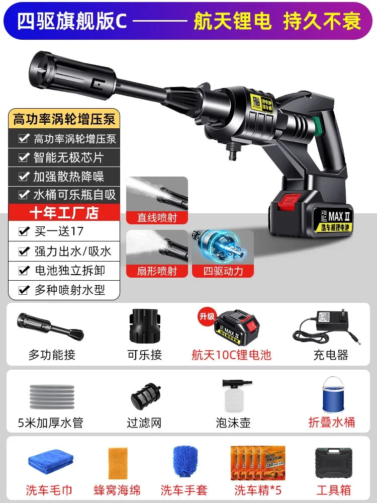 Tuzwa Cordless Pressure Washer – Rechargeable Battery Powered Portable Car Washer for Vehicle & Outdoor Cleaning