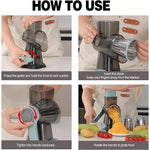 Tuzwa 3-in-1 Rotary Cheese Grater & Vegetable Slicer | Manual Food Processor with Interchangeable Stainless Steel Drums | Kitchen Shredder for Cheese, Vegetables & Nuts