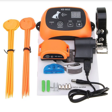 Electric Dog Fence with Waterproof Rechargeable Shock Collar, Vibration and 5 Level Static Correction Training System