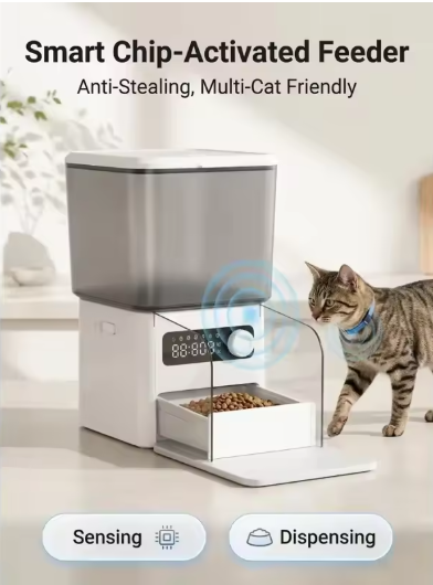 Tuzwa RFID Microchip Pet Feeder – 4.5L Automatic Cat & Dog Feeder with Timed Feeding, Selective Access & Anti-Theft Design