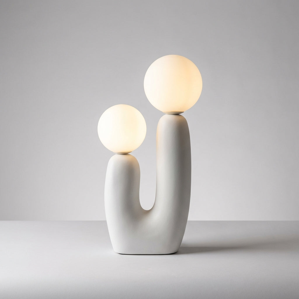 Sculptural Dual Globe Ambient Lamp with Adjustable Lighting | Minimalist Design for Cozy Atmosphere 0