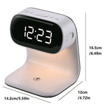 Tuzwa LED Alarm Clock with Wireless Charging & Warm Mood Light – 165mm Bedside Clock Lamp for Bedroom & Nightstand